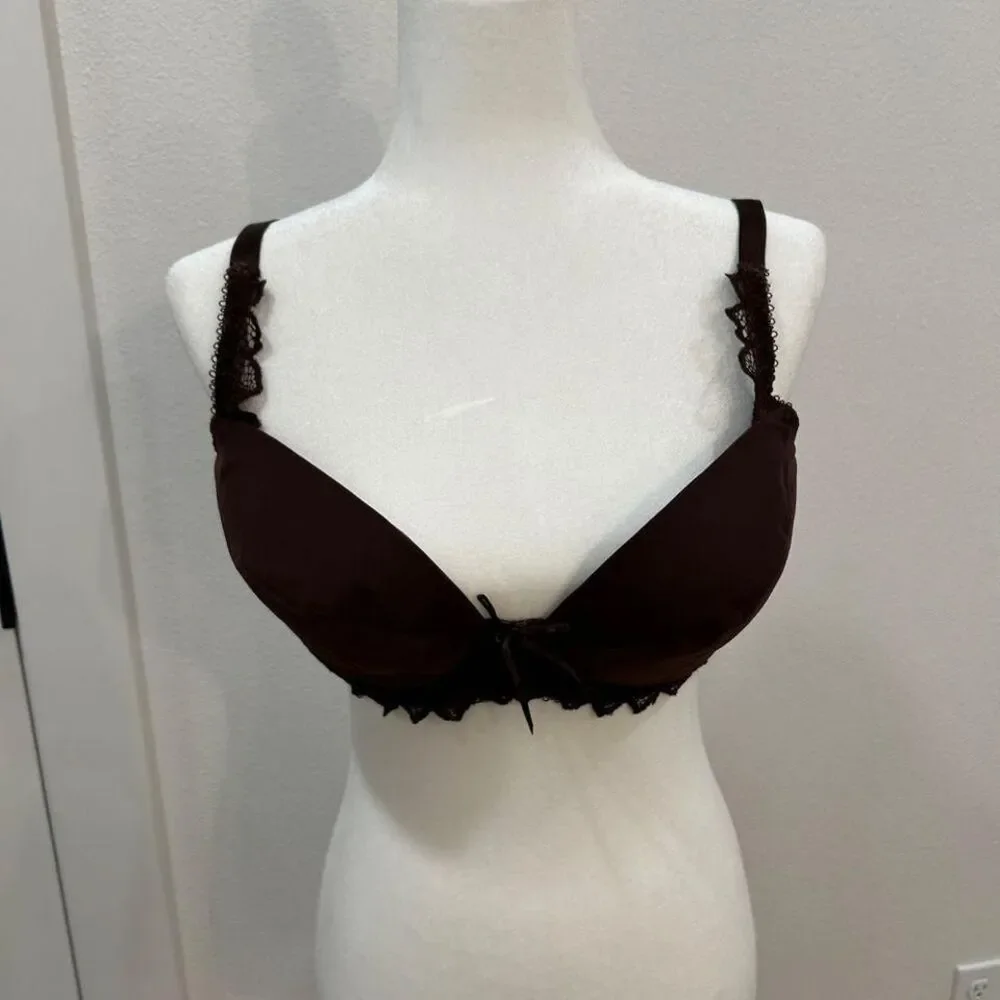 Lepel Bra 38D  Brown Lace-Trimmed Padded Bra with Adjustable Straps Italy‎ - Picture 3 of 7